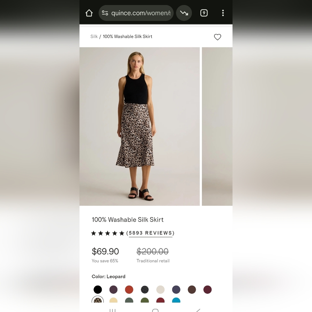 Quince Washable Silk Leopard Print Midi Skirt